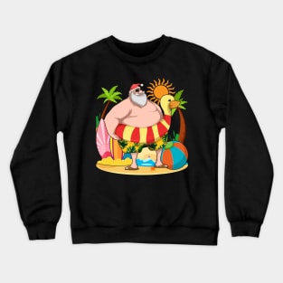 Funny Santa Claus Tropical Summer Hawaii Christmas In July Crewneck Sweatshirt